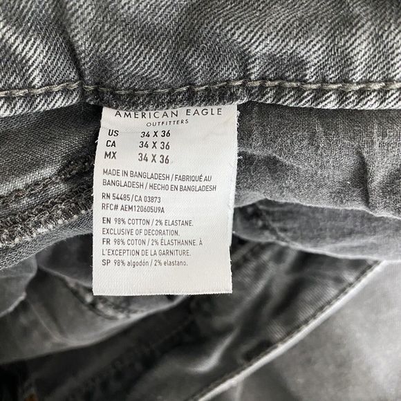 American Eagle Jeans Men 32x33 Gray Next Level Flex Stretch Whiskers Faded Denim - Picture 9 of 14